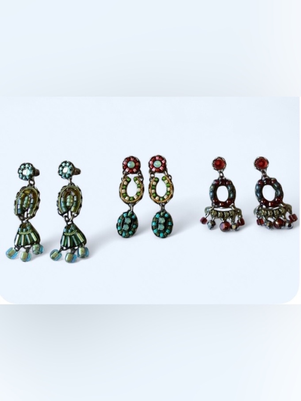 3 Pairs of AYALA BAR Bead and Crystal Earrings with Posts—Great condition